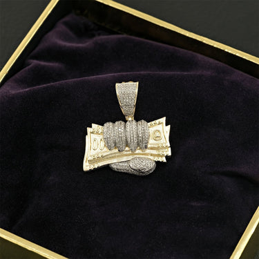 Yellow Diamond Money in Hand Pendant in 10k Yellow Gold 0.56 Ctw